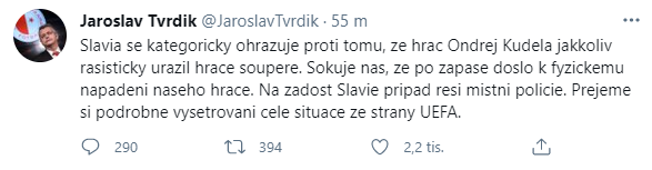 Vyjádření Jaroslava Tvrdíka na Twitteru