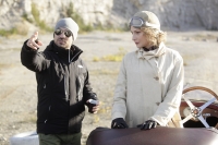 Režisér Biser Arichtev s Annou Fialovou při natáčení.