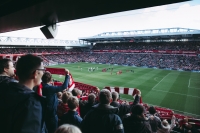 Pohled z tribuny anglického klubu Liverpool FC