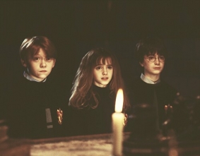 Ronald Weasley, Hermiona Grangerová a Harry Potter