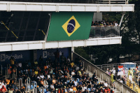 Tribuna na cílové rovince Velké ceny Brazílie Formule 1