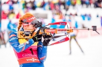 Gabriela Koukalová při závodu smíšených štafet