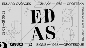 Plakát k výstavě Eduarda Ovčáčka: ZNAKY — 1968 — GROTESKA