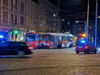 Srážka tramvají v centru Olomouce ze 17. listopadu 2024.