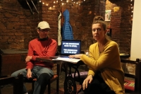 Kate Wiseman a Michael Prikryl během přednášky &quot;Míříme k vyhynutí&quot;